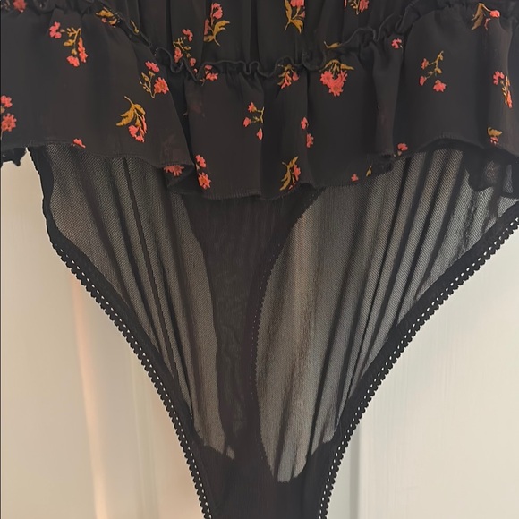 Free People Floral Ruffle Black Bodysuit - Picture 8 of 10